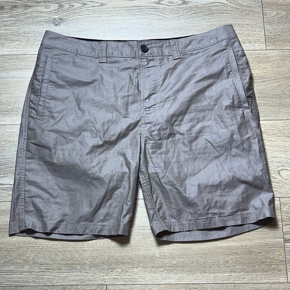 prAna Breathe Mens Size 38 Spell Out Hiking Trail Mountain Shorts Brown Outdoor - Picture 1 of 8